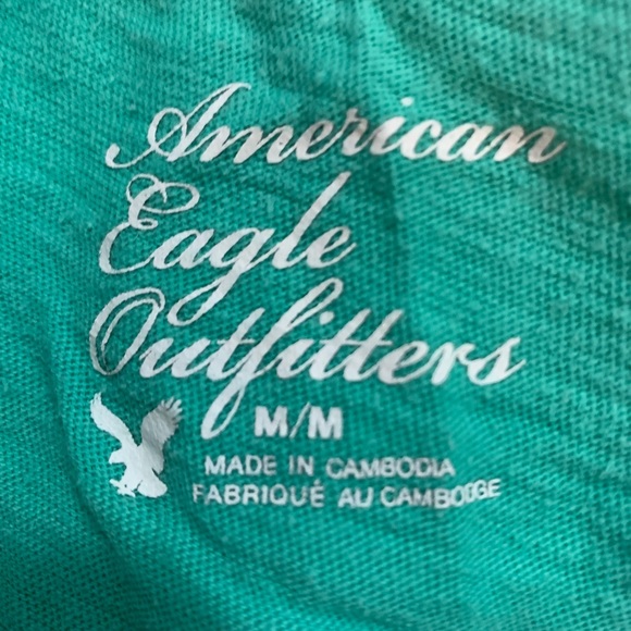 American eagle 🦅 aqua quarter sleeve top guc size med - Picture 4 of 4